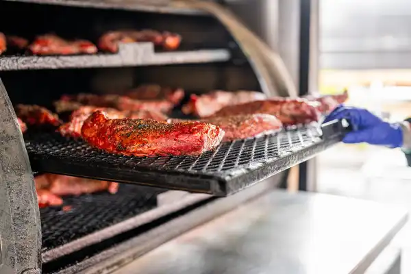 Harris BBQ tri-tip on the smoker rack