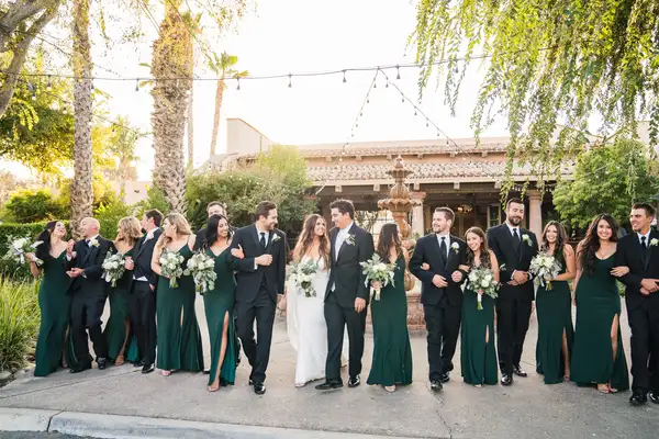 Wedding party posing for photo